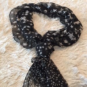 Accessories.  Black scarf with white stars.